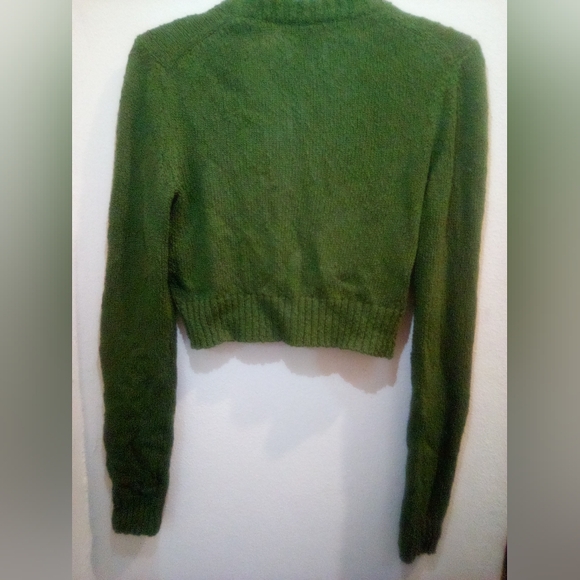 Michael Kors Green Cropped Knit Cardigan 100% Cotton Size XS Fall - Picture 9 of 14